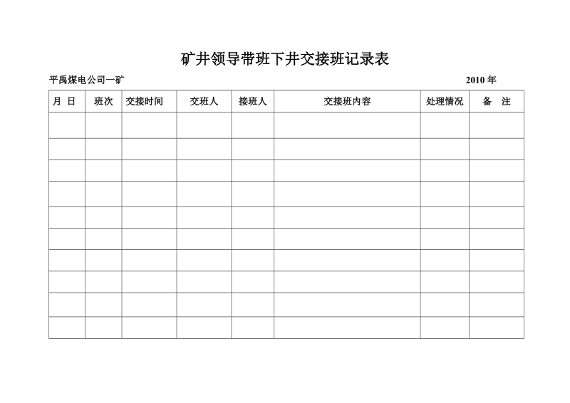 煤矿领导交接班记录表.doc_第1页