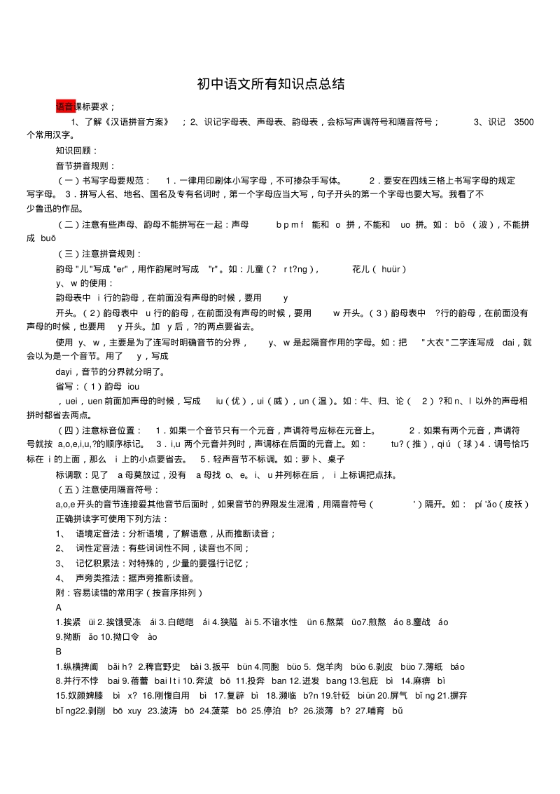 初中语文所有知识点总结.pdf_第1页