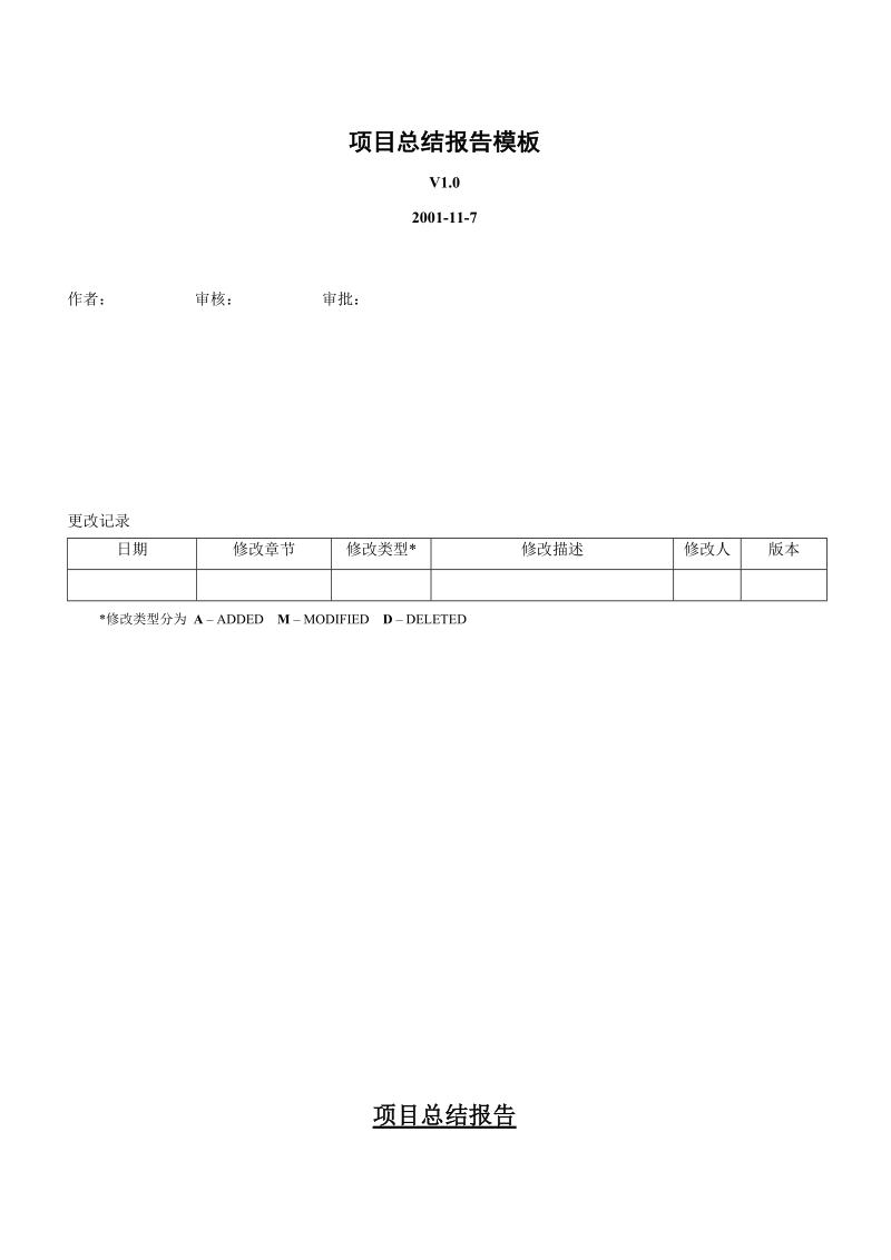 项目总结报告模板文档模板.doc_第1页