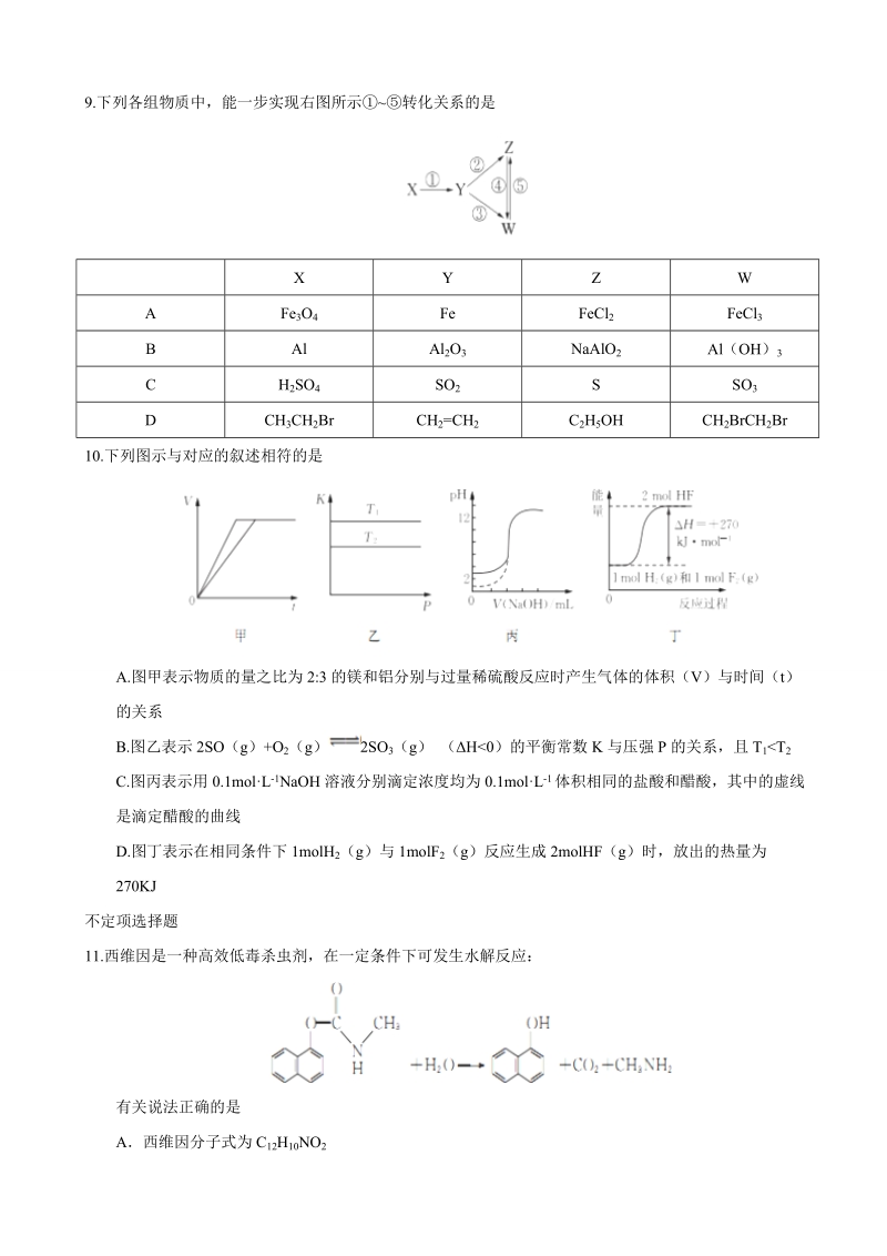 2017年江苏省南通市高考化学全真模拟试题（六）.doc_第3页