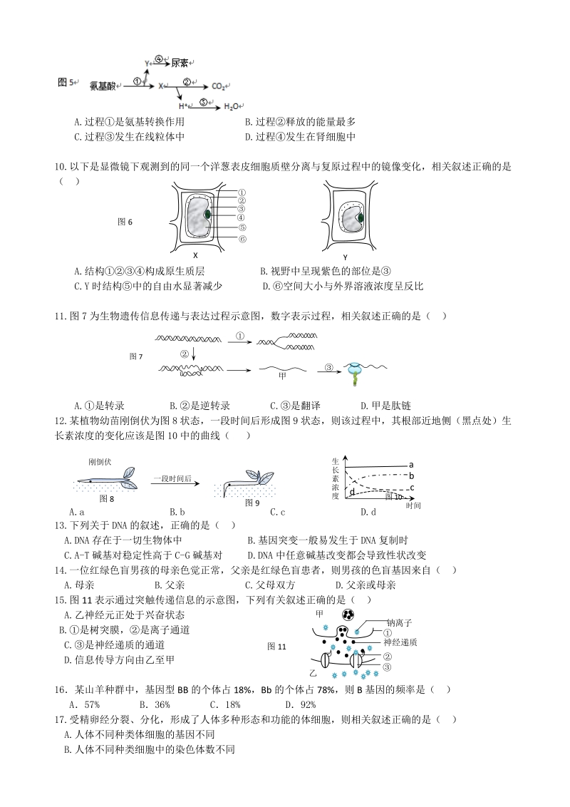 2017年上海市静安区高三4月教学质量检测 二模 生物试题 word版.doc_第2页