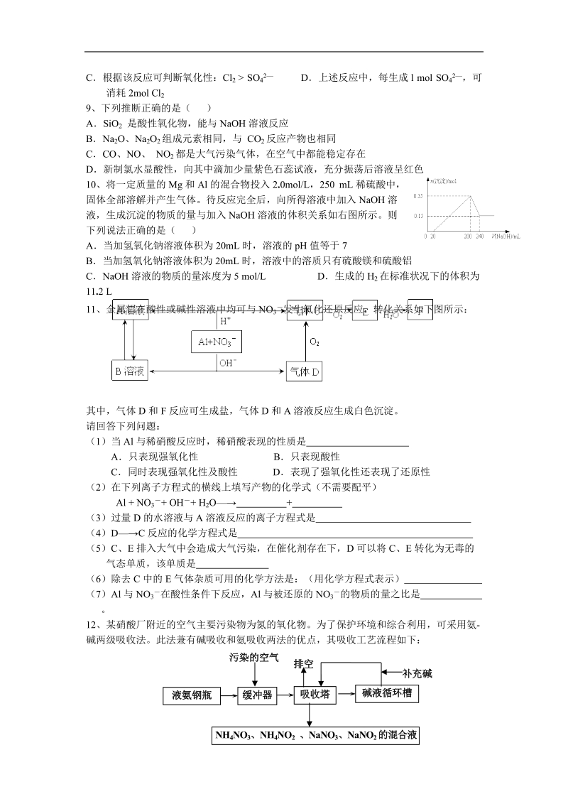 天津耀华中学2013年高考化学复习卷2.doc_第2页