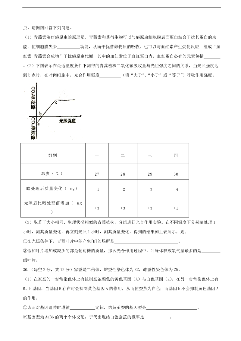 2017年安徽省六安市第一中学高三6月适应性考试理科综合生物试题.doc_第3页