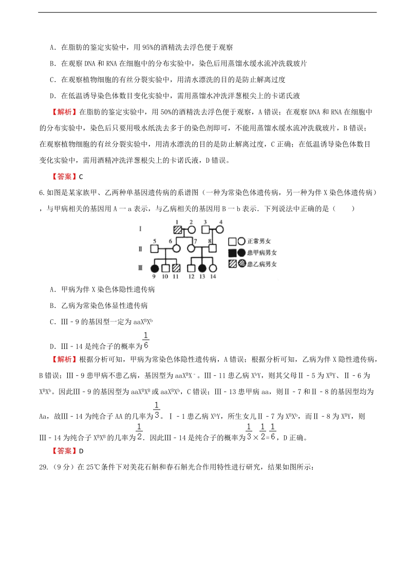 2017年江西省普通高等学校招生全国统一考试仿真模拟卷理综生物（七）（解析版）.doc_第3页