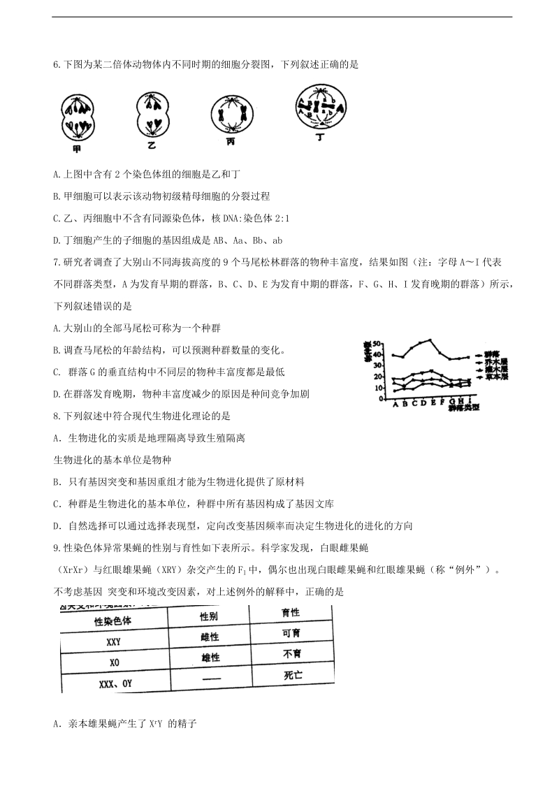 2017年江苏省泰州中学高三第四次调研考试生物试题.doc_第2页