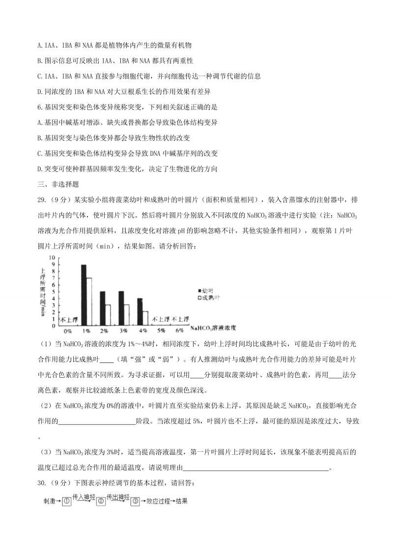 2017年四川省广元市高三第二次高考适应性模拟统考理科综合试题生物试题.doc_第2页