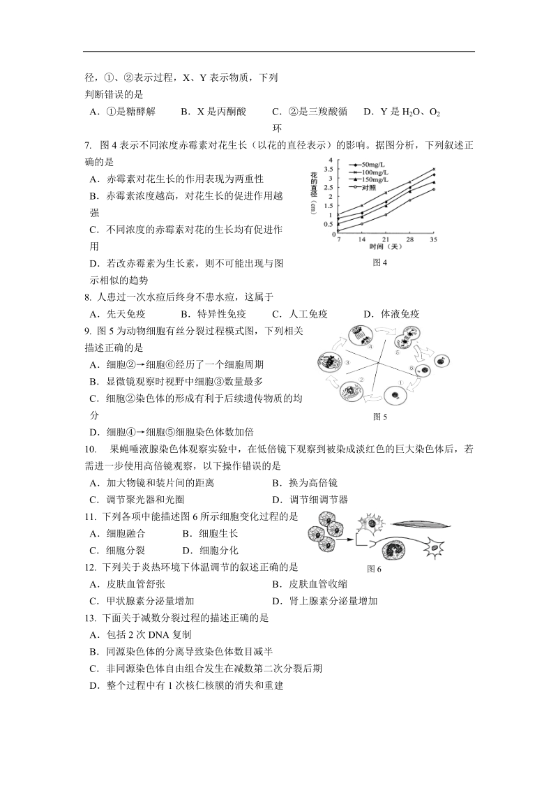 2018年上海市闵行区高三上学期质量调研考试（一模）生物卷.doc_第2页