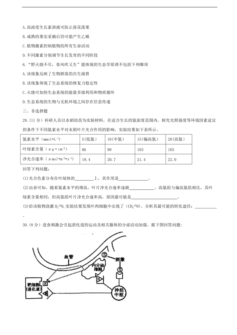 2017年安徽省安庆市高三模拟考试（二模）理科综合生物试题.doc_第2页