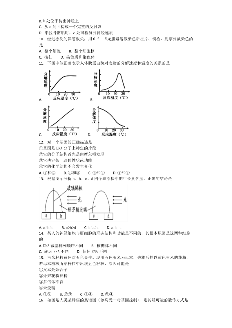 2017年上海市闵行区高三4月质量调研考试生物试题（带解析）.doc_第2页