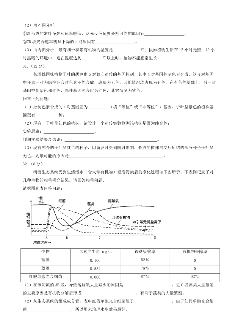 2017年宁夏固原一中高三下学期第三次模拟考试理综生物试题.doc_第3页