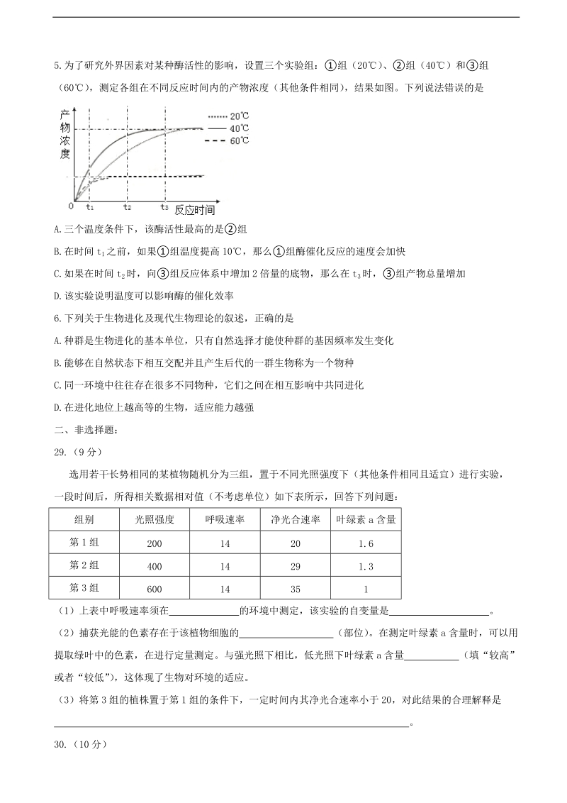 2017年湖北省襄阳四中高三下学期第三次模拟考试理科综合生物试题.doc_第2页