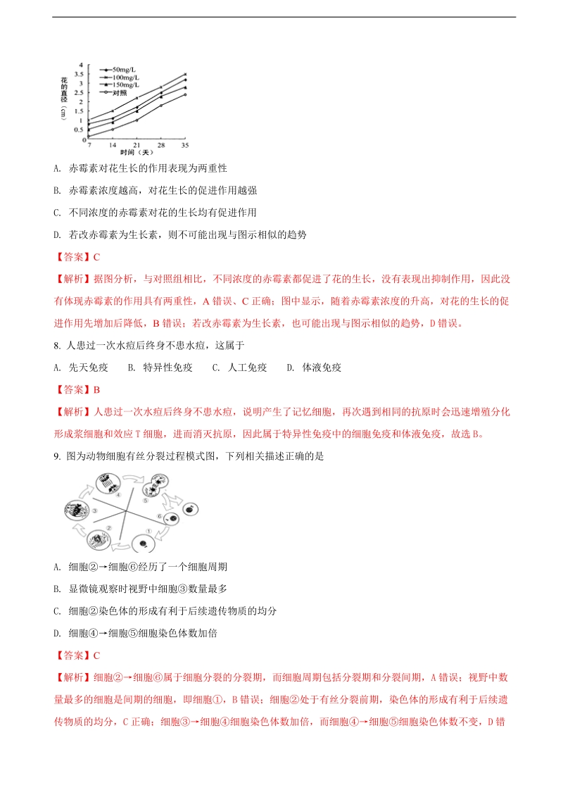 2018年上海市闵行区高三一模生命科学试题（解析版）.doc_第3页