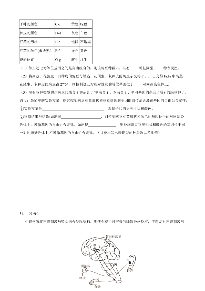 2017年湖南省醴陵市第一中学高三仿真模拟考试（二模）理科综合生物试题.doc_第3页