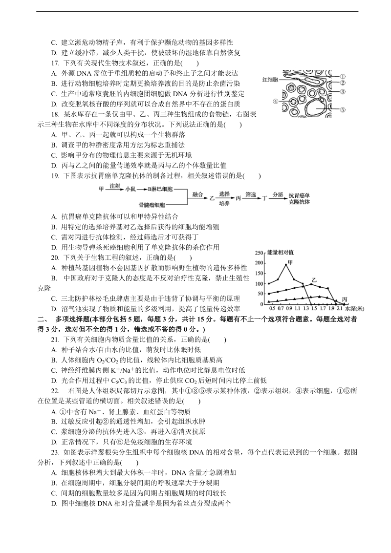 2018年江苏省镇江市高三第一次模拟考试 生物.doc_第3页