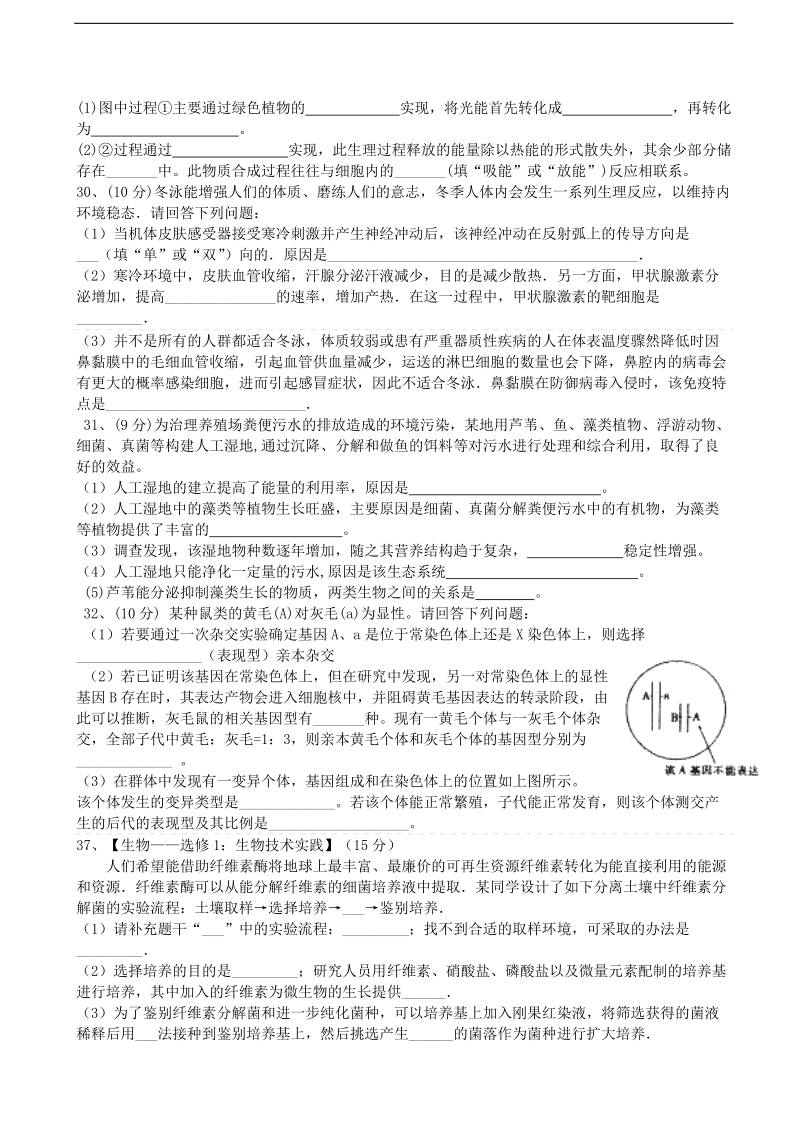 2017年江西省南昌三中高三5月第三次模拟考试理综生物.doc_第2页