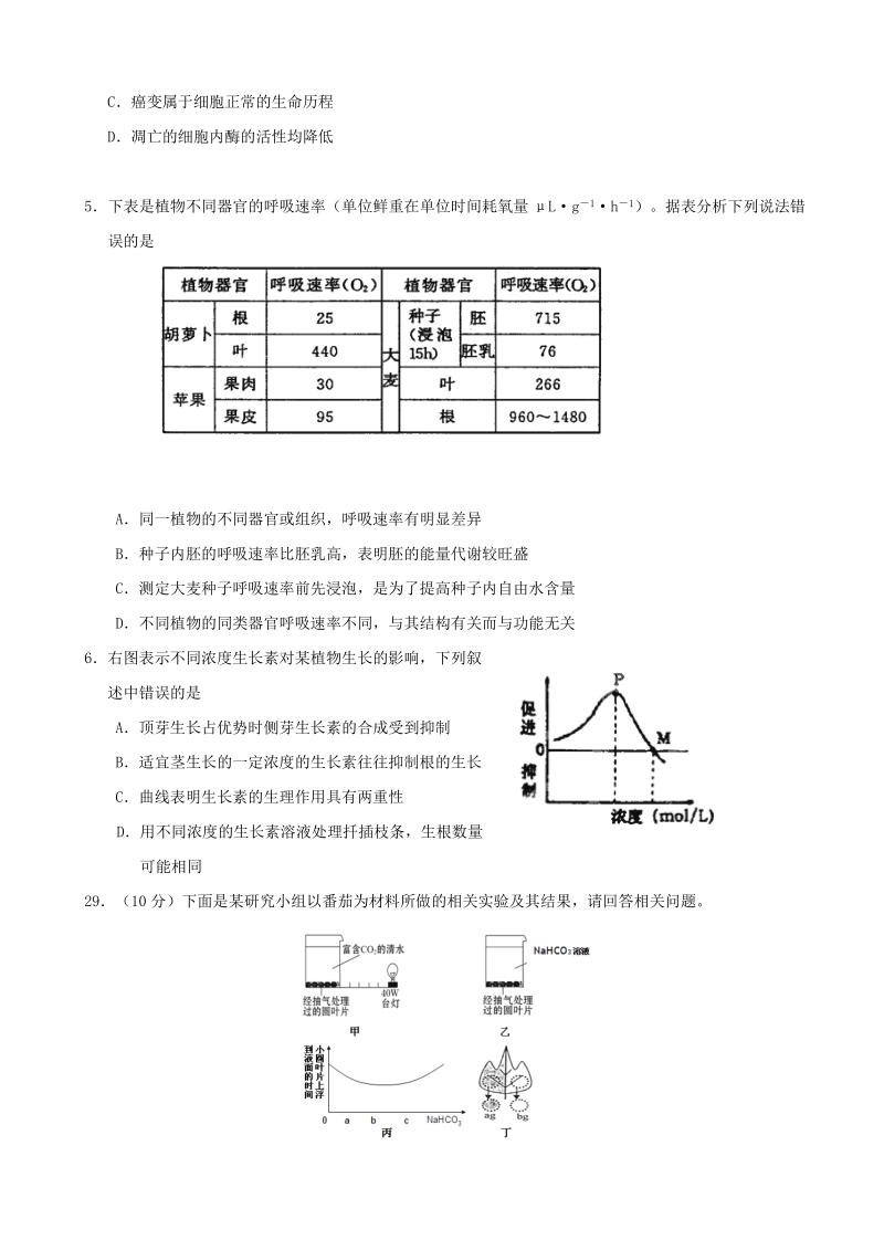 2017年陕西省黄陵中学高新部高三下学高考前模拟（一）理综生物试题.doc_第2页