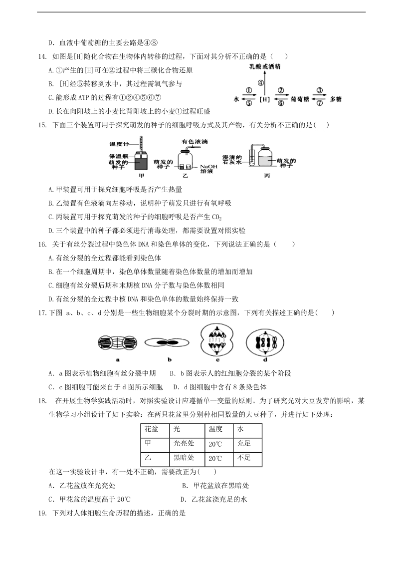 2018年甘肃省静宁县第一中学高三上学期第三次模拟考试生物试题（无答案）.doc_第3页