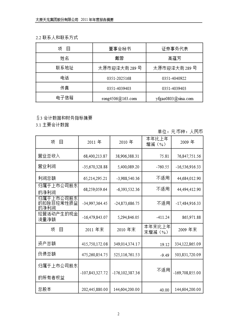 600234_2011st天龙年报摘要.ppt_第2页