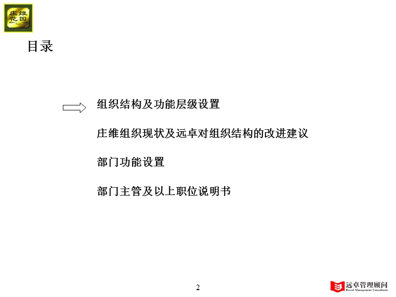 2012北京市庄维房地产开发有限责任公司组织结构、功能设置、职位说明书.ppt_第2页