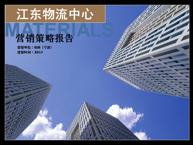 2010年宁波江东物流中心营销策略报告.ppt_第1页