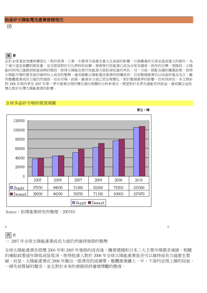 结晶矽太阳能电池产业发展状况报告.doc_第1页