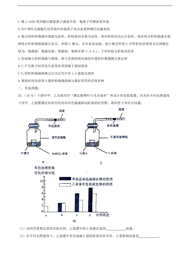 2017年四川省泸州市高三四诊（临考冲刺模拟）理科综合生物试题.doc_第2页