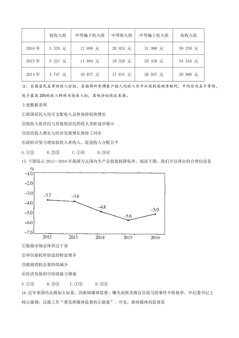 2017年河南省濮阳市高三第三次模拟考试文科综合政 治试题.doc_第2页