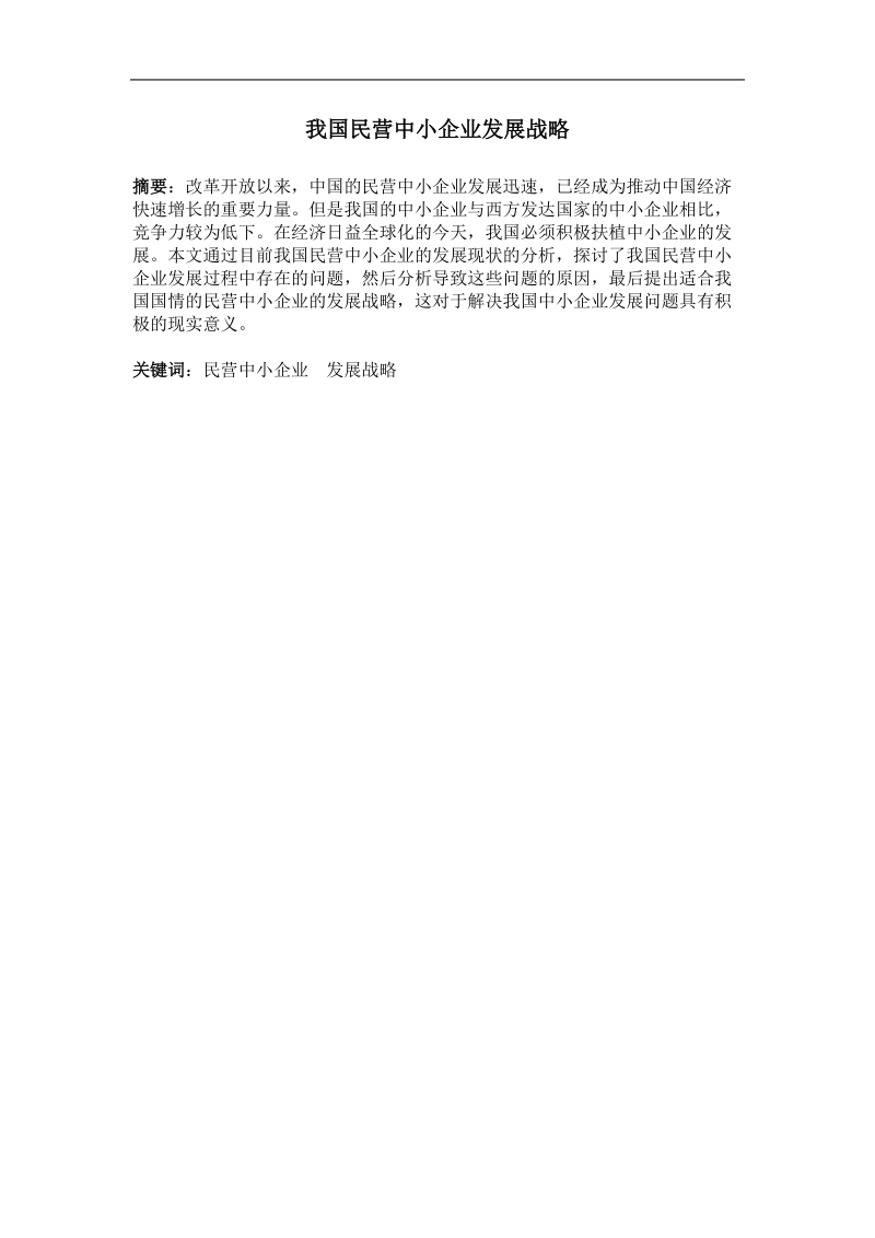 我国民营中小企业发展战略 .doc_第1页