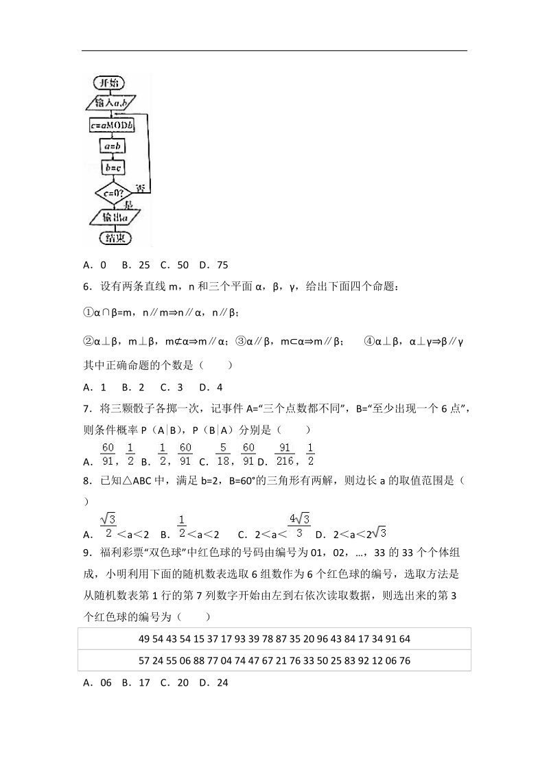 2017届内蒙古鄂尔多斯一中高考数学七模试卷（理科）（解析版）.doc_第2页