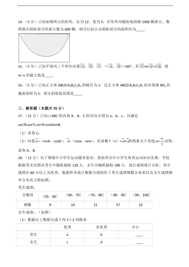 2017届辽宁省大连市高三双基模拟测试数学试卷（理科）（解析版）.doc_第3页