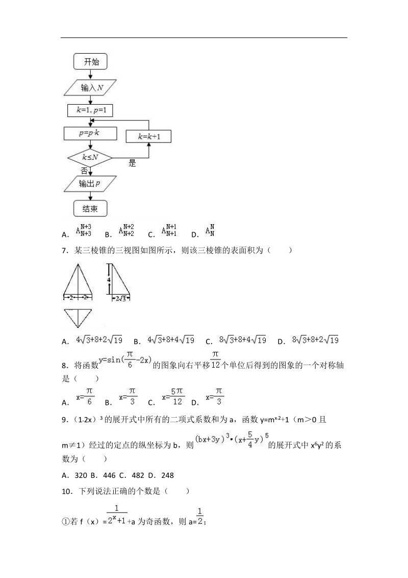 2017届云南省民族中学高考数学三模试卷（理科）（解析版）.doc_第2页