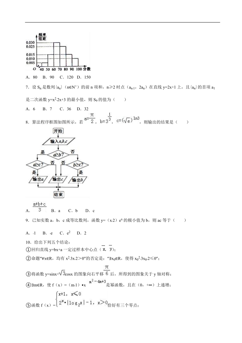 2016届陕西省汉中市高考数学二模试卷（理科）（解析版）.doc_第2页