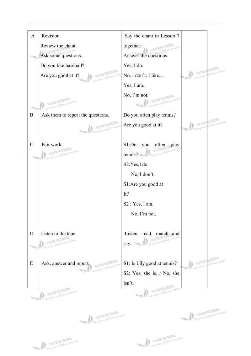 （人教新起点）四年级英语上册教案 unit2 lesson9-10.doc_第2页