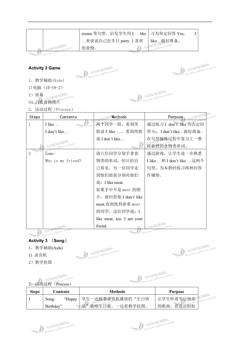 沪教版牛津英语1b教案 unit8 dinner（4-6）.doc_第2页