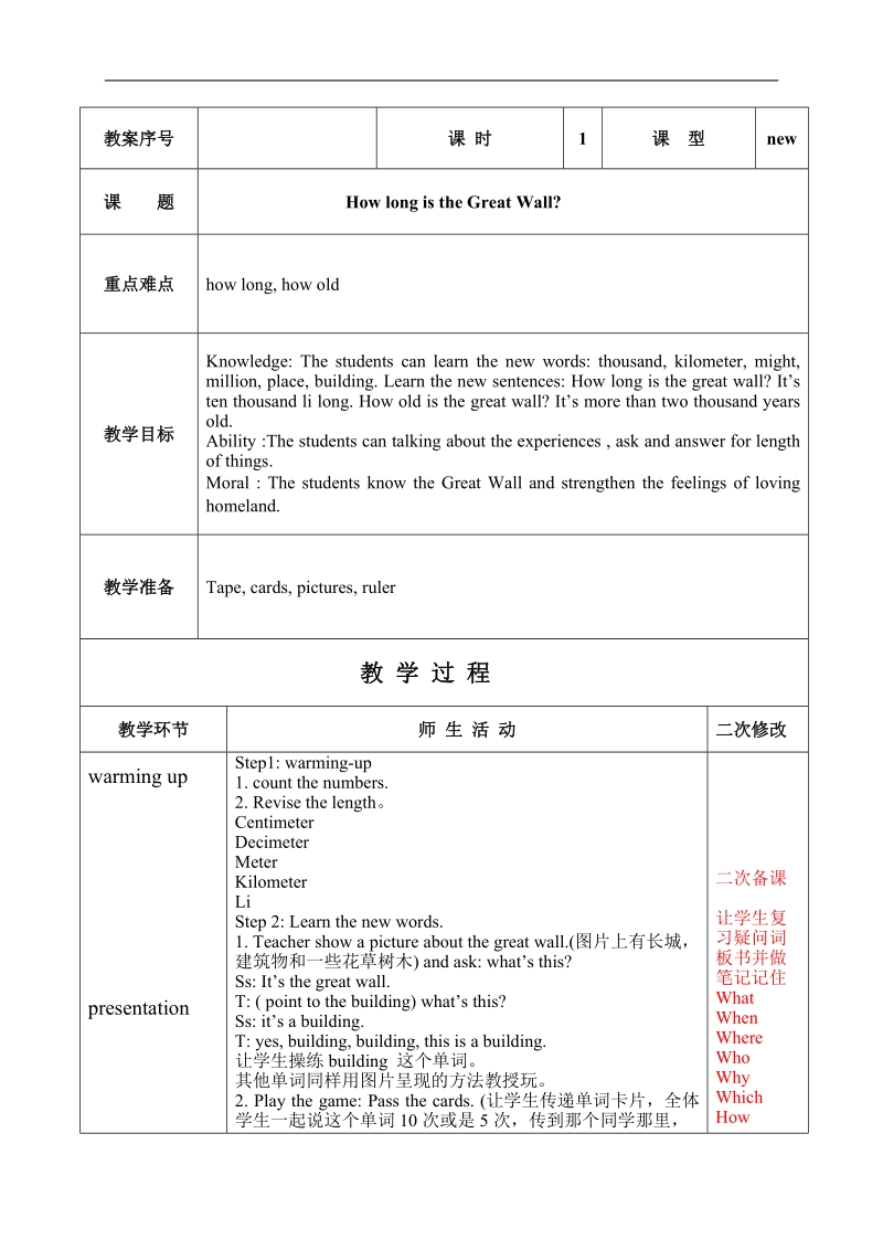 六年级上英语教案m1u1外研版（一年级起点）.doc_第1页