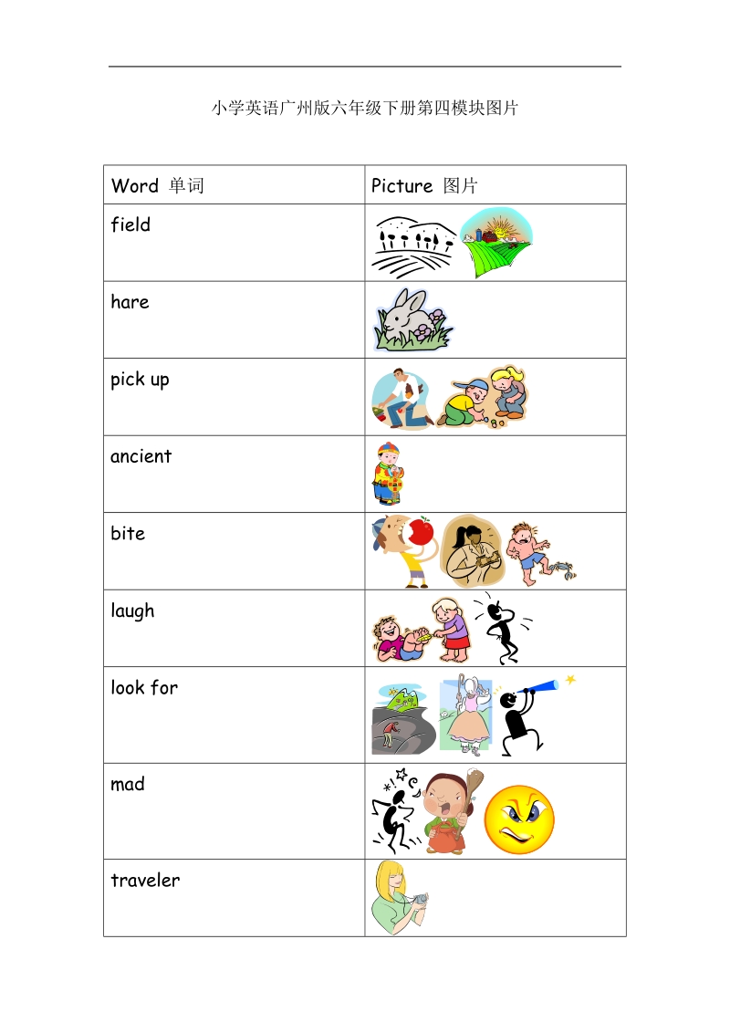 小学英语广州版六年级下册第四模块图片（1）.doc_第1页