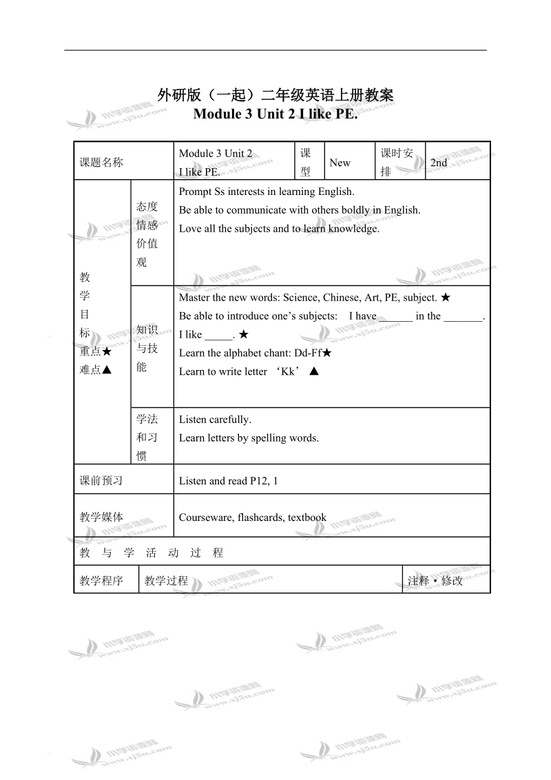 外研版（一起）二年级英语上册教案 module 3 unit 2(3).doc_第1页