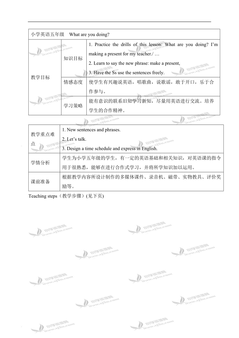 （人教pep）五年级英语下册教案 unit 4(10).doc_第3页