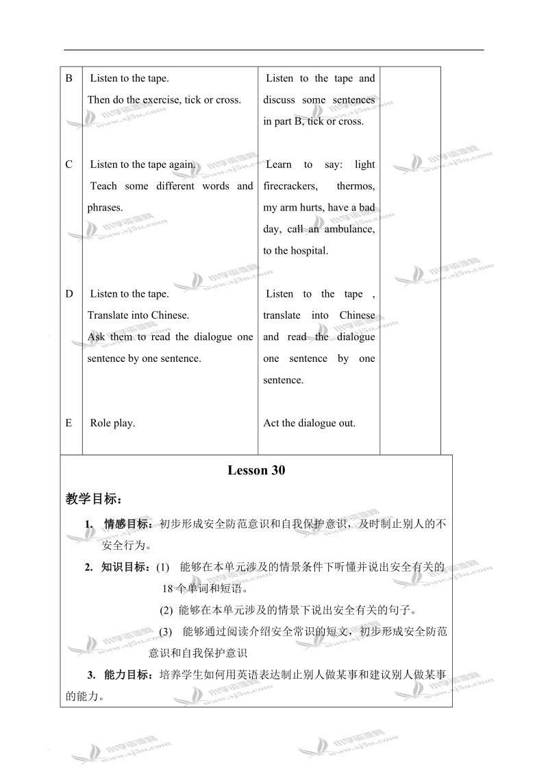 （人教新起点）四年级英语上册教案 unit5 lesson29-30.doc_第2页