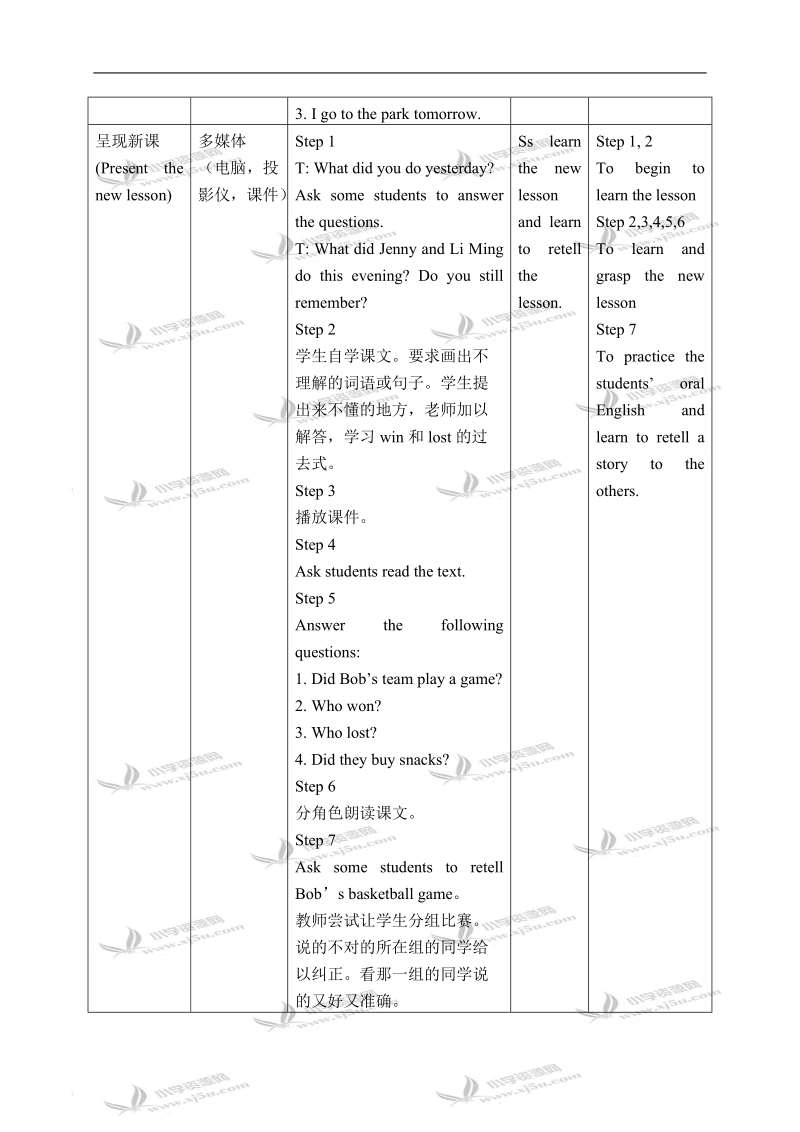 冀教版（一起）五年级英语下册教案 unit 3 lesson 22(1).doc_第2页