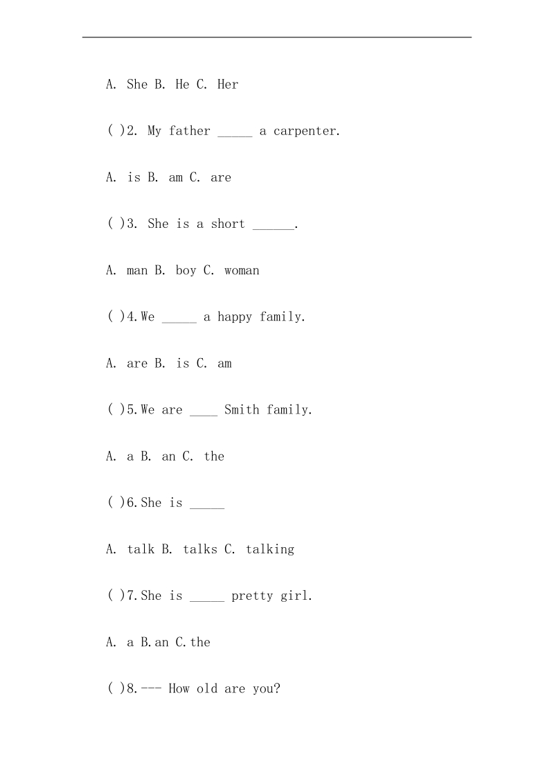 三年级英语上册 unit 4 family lesson 24 lynn sees a doctor习题 冀教版（三起）.doc_第2页