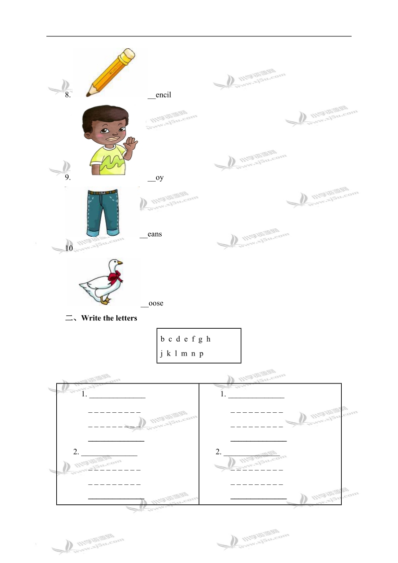 冀教版（一起）三年级英语上册练习题 unit 2 lesson 14(2).doc_第2页