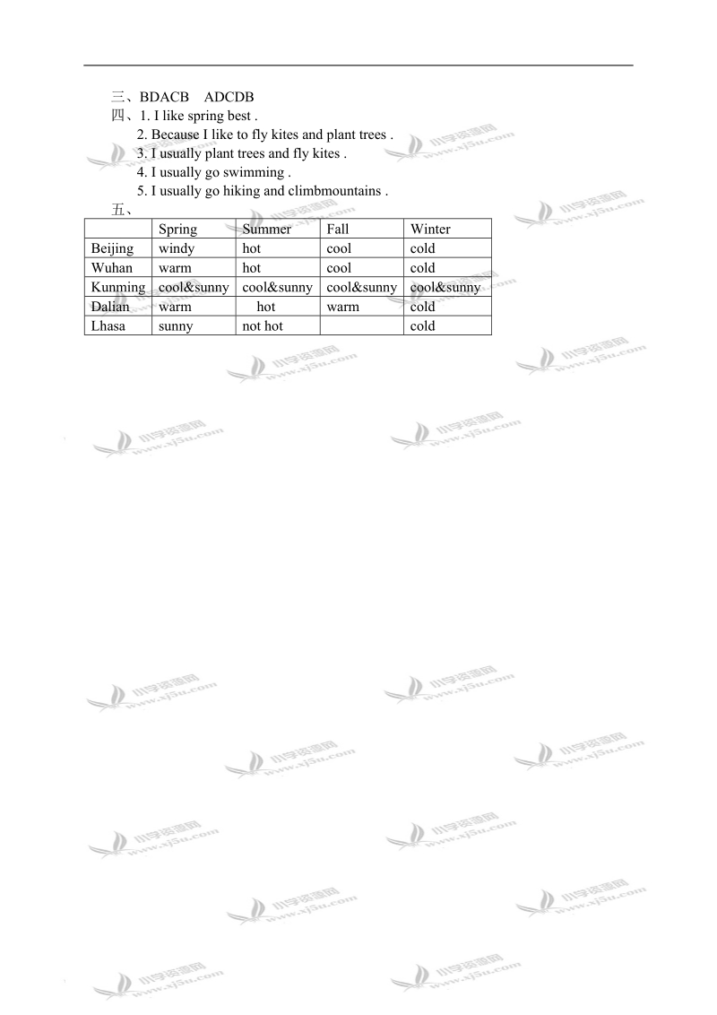 （人教pep）五年级英语下册第二单元综合能力测试卷.doc_第3页