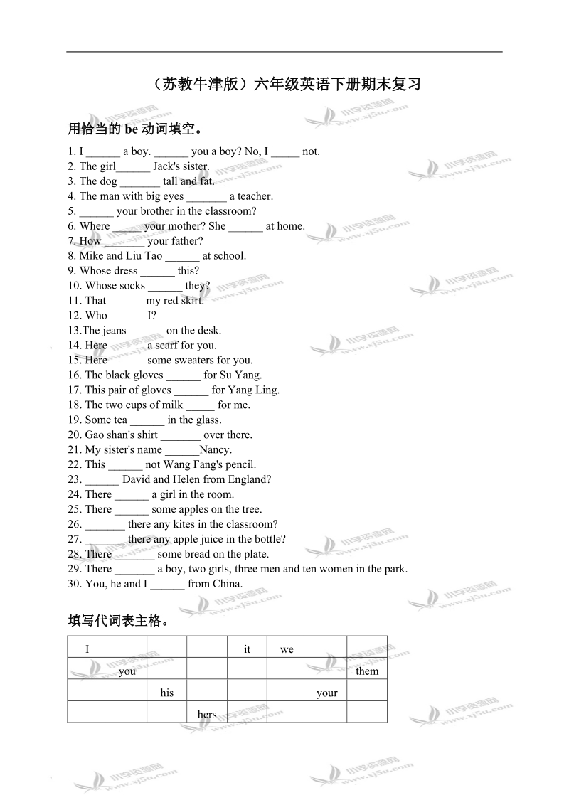 （苏教牛津版）六年级英语下册期末复习.doc_第1页