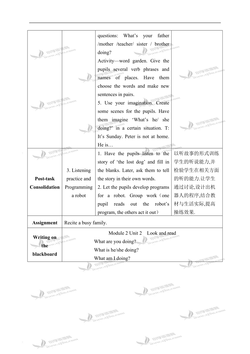 沪教牛津四年级英语下册教案 a busy family(1) 第一课时.doc_第2页