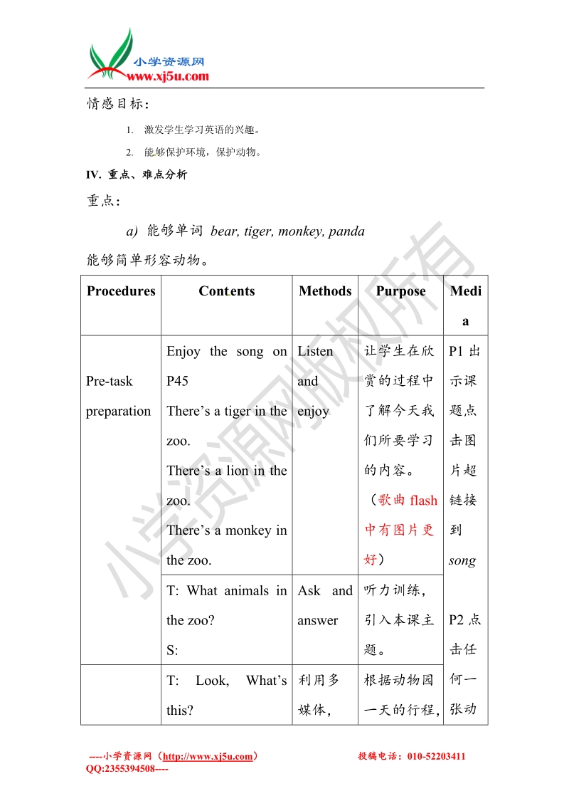 一年级上英语教案-unit 2 in the zoo沪教牛津版.doc_第2页