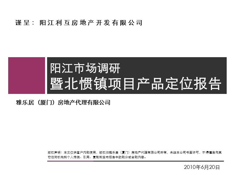 2010阳江市场调研暨北惯镇项目产品定位报告36p.ppt_第1页