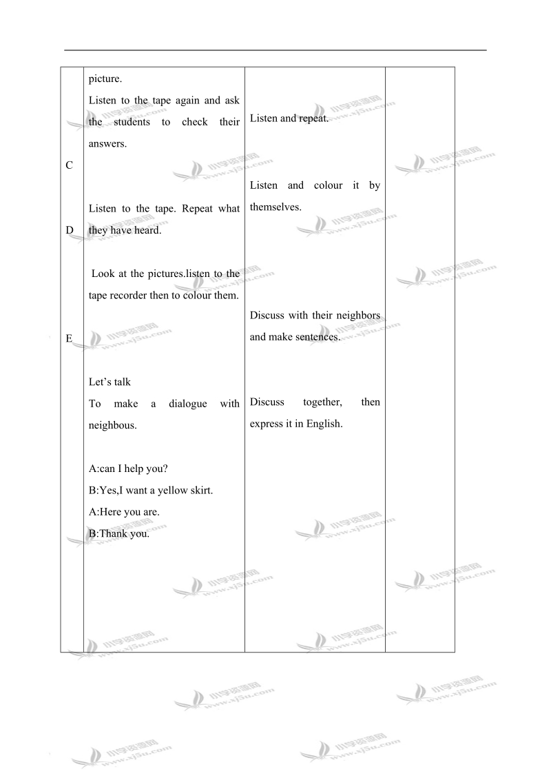 （人教新起点）一年级英语下册教案 unit 16 lesson 91-93.doc_第3页