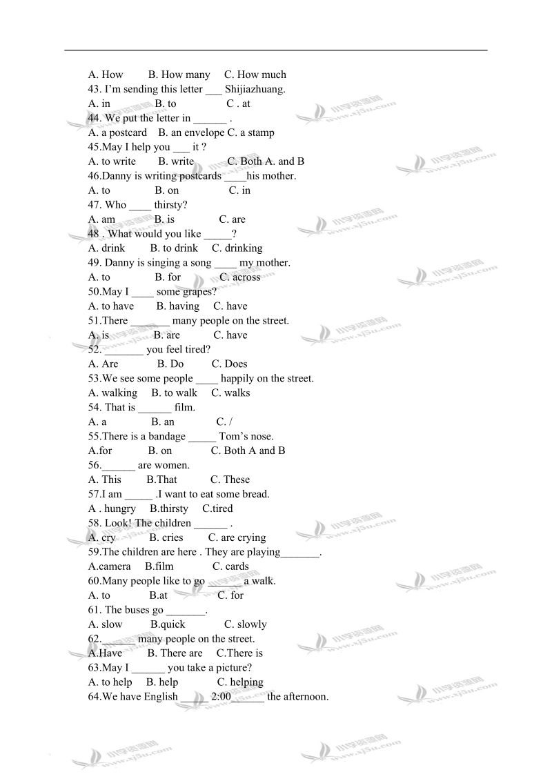 （人教pep）五年级英语上册期中试题（二）.doc_第3页