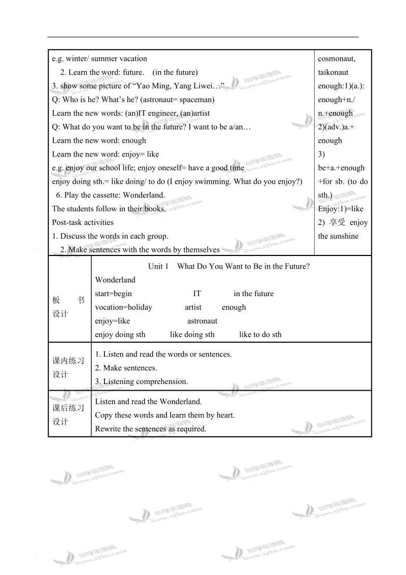 （新世纪版）五年级英语下册教案 unit 1(1).doc_第3页